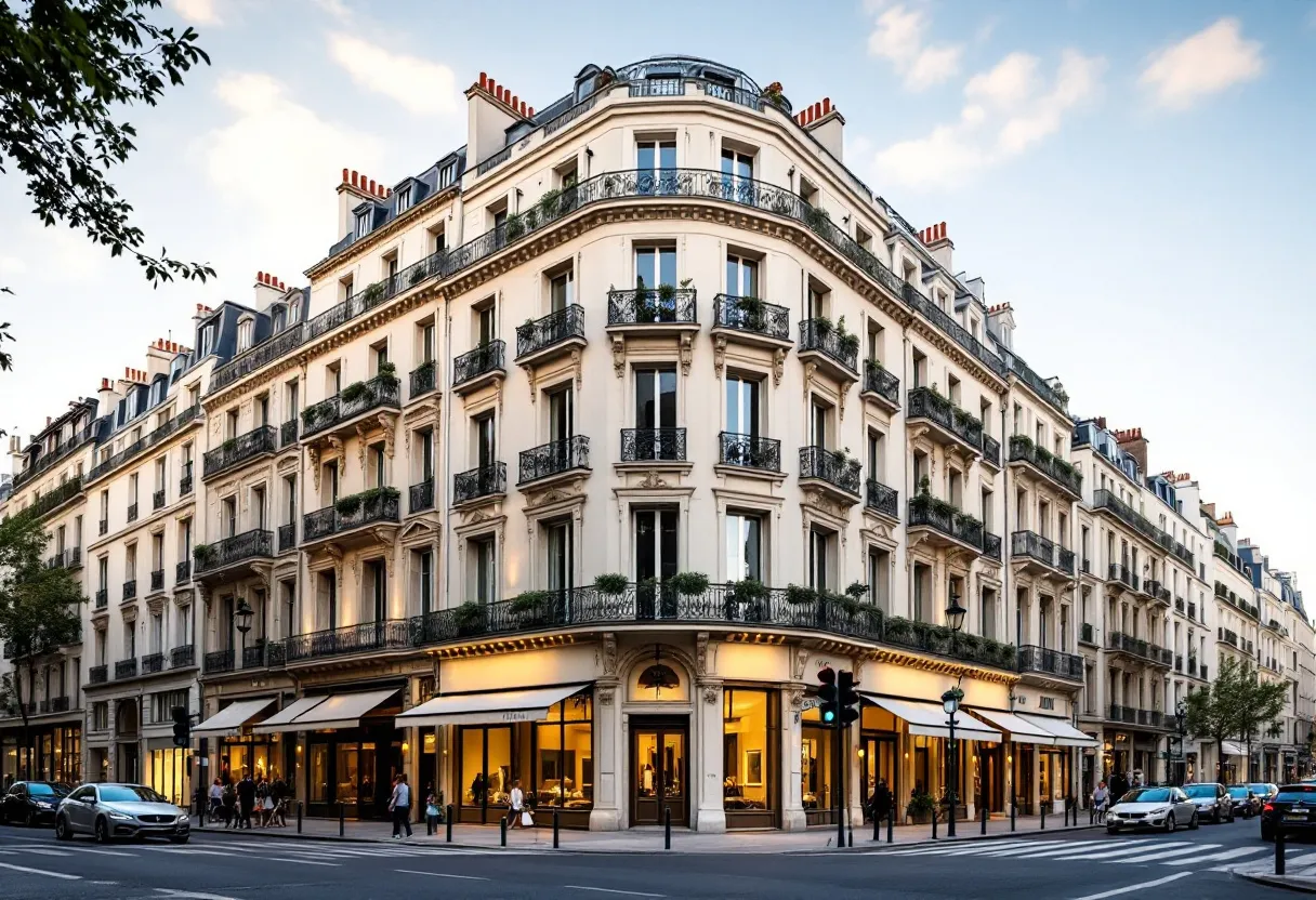 Commerces en pied d'immeuble haussmannien d'angle, locaux placés sous le statut protecteur des baux commerciaux