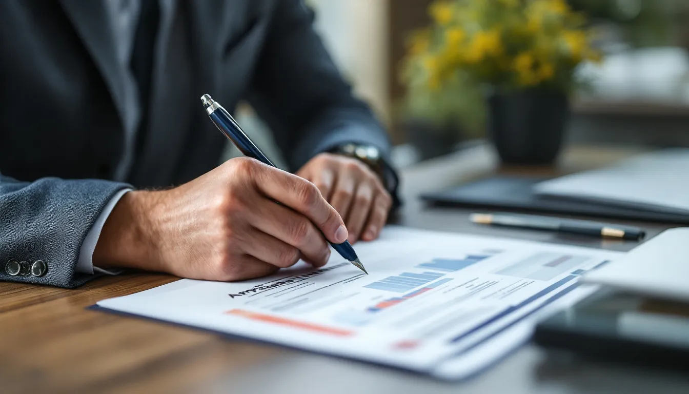 Expert immobilier analysant un rapport pour évaluer une indemnité d’éviction commerciale